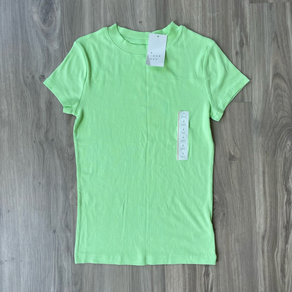 A New Day Lime Green Ribbed Short Sleeve T-Shirt